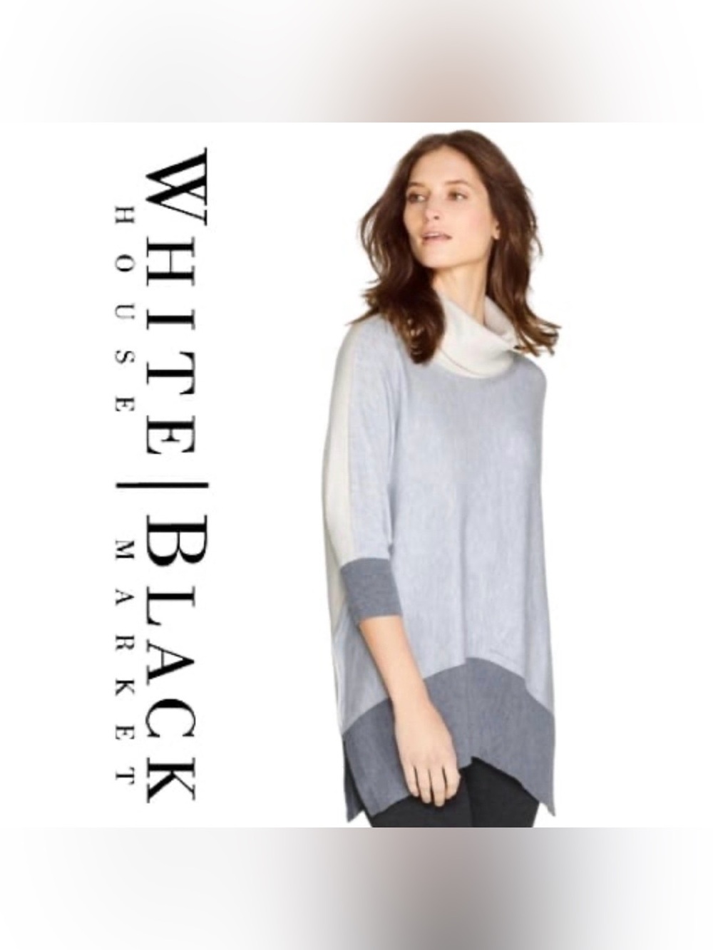 White House Black Market Turtleneck Colorblock Pullover Sweater Size XS